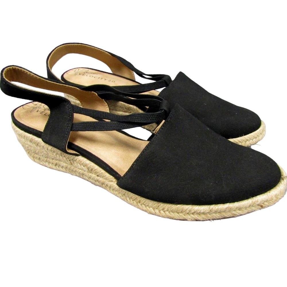 LifeStride 8W Black Espadrille Sandals